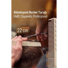 Profesyonel Alüminyum Saç Kesim Tarağı 22 cm – Hafif ve Dayanıklı Berber TARAĞI