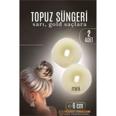 Mini Saç Topuz Süngeri 2'li Set - 6 cm Çap, 2.5 cm Kalınlık, Doğal Kabarık Topuz