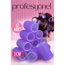 Profesyonel 3 cm Bigudi Seti - 12 Adet Bukle Yapma Rulosu