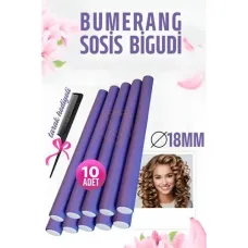 18mm Kalınlıkta Türk Bumerang Bigudi Tarak Seti - 10 Adet Profesyonel Bukle Mafsalı