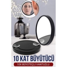 Profesyonel 10x Büyütmeli Makyaj Aynası 9 cm - Işıklı Çift Taraflı Kozmetik Aynası