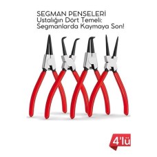 Profesyonel 4'lü Segman Pense Seti | 18 Cm | Yaylı ve Çok Amaçlı Pense Takımı
