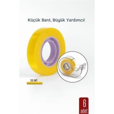 Hsnet 12mm Şeffaf Para Bandı 6’lı Paket – Küçük Makineler ve Masaüstü Dispenser İçin 33m Uzunluk