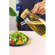 Doğal Bambu Kapaklı Cam Yağdanlık - 500 ml