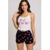 Rahat Kalp Desenli Şort Pijama Takımı