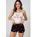 Rahat Kalp Desenli Şort Pijama Takımı