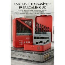 19-Parça Alüminyum Metal Ağaç HSS Uçlu DIN 338RN Matkap Ucu Seti (1-10mm )