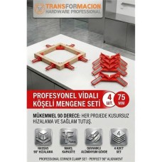 Profesyonel 90 Derece Metal Köşe Mengene Seti - 4'lü Ahşap Çerçeve ve Kaynak Işkencesi (75mm)