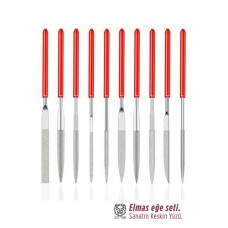 10 Parça Profesyonel Elmas Eğe Seti - Hassas Metal, Ahşap ve Cam İşleme Törpü Seti