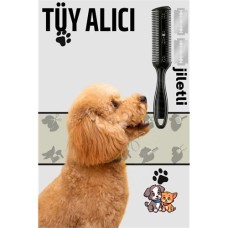 Petshion Çift Jileli Tüy Alma Tarağı - Kedi ve Köpekler için Profesyonel Dökülen Tüy Temizleme Fırçası