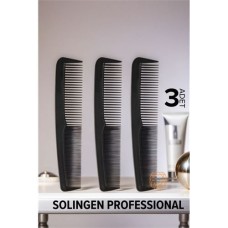 Profesyonel Solingen Çelik Erkek Cep Tarağı 12 cm 3'lü Set - Siyah