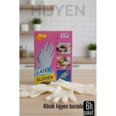 Esnek Lateks Eldivenler - 6'lı Hijyenik Set