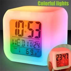 Digital Renkli LED Masa Saati - Alarm, Termometre ve Takvim Fonksiyonlu