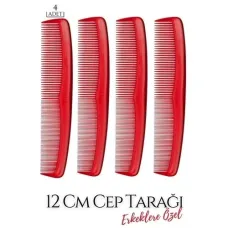 Erkekler İçin 12 cm Cep Tarağı 4'lü Set - Siyah Kompakt Saç Fırçası