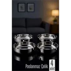 4’lü Paslanmaz Yuvarlak Masaüstü Küllük - Metal Kül Tablası