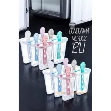 Pratik 12’li Dondurma Kalıbı Seti - Meyveli Dondurma Yapma Kabı