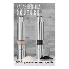 Premium 304 Paslanmaz Çelik Manuel Karabiber Tuz Öğütücü - Profesyonel Çiftli Baharat Değirmeni