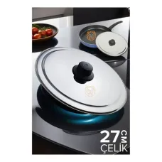 ✨ 💧 Turk 27 cm Çelik Kızartma Tavası Kapağı - Dayanıklı & Şık Tasarım