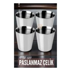 Şık Tasarımlı Çelik Bardak Seti - 4 Adet Fazio