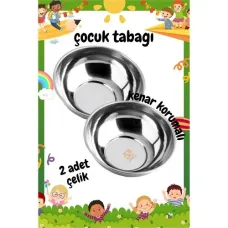Pratik Paslanmaz Çelik 2'li 16 cm Yemek Tabağı Seti - Şık ve Dayanıklı