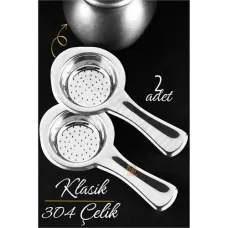 Premium Turk Klasik Cay Suzgeci 2'li Set - 304 Paslanmaz Celik
