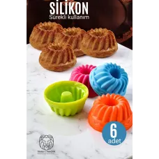 Premium Silikon Muffin Kalıbı 6'lı Set - Yapışmaz, Esnek, Tekrar Kullanılabilir Kek Kalıbı