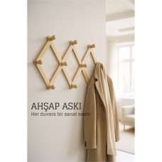 Dekoratif Ahşap Akordeon Askılık - 10 Kancalı Akıllı Sistem