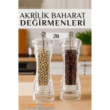 Premium Akrilik Kristal Çift Baharat Değirmeni Seti