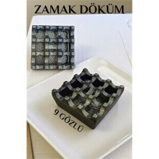Zamak Döküm Kare Küllük | Sarı-Kahve Metal Kül Tablası - Kafe ve Ofis İçin Şık Tasarım