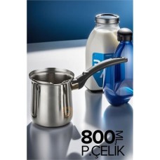 ✨ Premium Paslanmaz Çelik Türk Kahvesi Cezvesi 800 ml - Geleneksel Tasarım