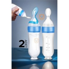 Bebekler İçin Güvenli Silikon Kaşıklı Mama Besleyici Seti (2'li Paket)