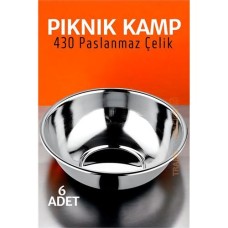 Premium Paslanmaz Çelik 6'lı Yemek Seti - Çorba Kasesi ve Kamp Piknik Tabağı