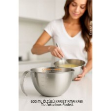 Profesyonel Inox Çelik Ölçü Kabı - 600 ml Hazırlık Aletleri
