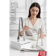 Pratik Çelik Şeker Servis Maşası - 13 cm Buz ve Limon İçin