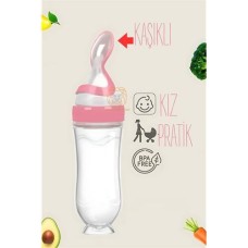 Bebek Besleyici Silikon Mama Kaşıklı Biberon Seti – Kız Bebek İçin Pratik ve Sağlıklı Beslenme ✨