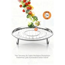 Çok Amaçlı Buharlı Pişirme Aparatı - 24 Cm Inox Tencere İçi Haşlama Standı