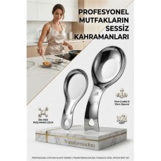 ✨ Paslanmaz Çelik Kaşık & Kepçe Altlığı Seti (2'li Büyük-Küçük Boy) - Inox