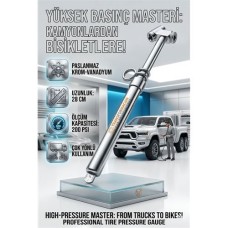 Profesyonel Metal Kalem Tipi Lastik Basınç Ölçer - 200 Psi, Kamyon ve Otobüs Uyumlu