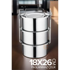 Premium Paslanmaz Çelik Seyahat Yemek Kabı 18x26 cm