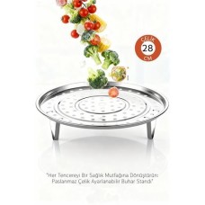 Çok Amaçlı Buharlı Pişirme Aparatı - 28 Cm Inox Tencere İçi Haşlama Standı