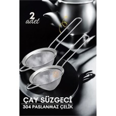 Premium Türk Çay Süzgeci 304 Paslanmaz Çelik 2'li Set