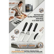 Paslanmaz Çelik Profesyonel Spatula & Hamur Kesici Seti (4 Parça)