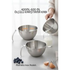 Profesyonel Paslanmaz Çelik Karıştırma Kabı Seti - 400-600 Ml