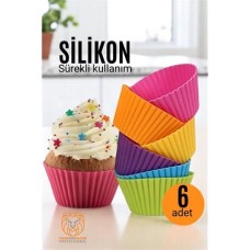 ✨ Elastik Silikon Muffin Kalıbı Seti - 6lı Yapışmaz Kek Kalıbı