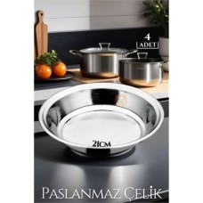 B.caprio Design 21 cm Paslanmaz Çelik 4'lü Tabak Seti - Şık ve Dayanıklı