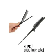Premium Solingen Çelik Klipsli Ombre Balyaj Tıraş Tarağı